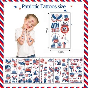 Detail view of 12x6.8cm American Independence Day patriotic temporary tattoos set