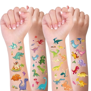 Dinosaur World Temporary Tattoo Stickers Waterproof Luminous Cartoon Body Art For Kids Party Favors Boys Girls