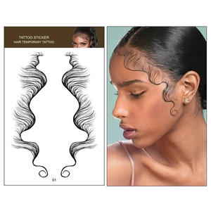 Black temporary baby hair edge tattoo sticker style 01 for natural hairline effects