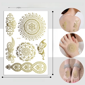 Detailed view of mandala rose gold tattoo sticker with 21x14.5cm dimensions and pattern layout
