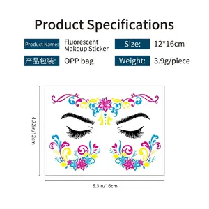 Neon glow butterfly facial stickers for music festivals and masquerade makeup