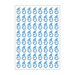 Blue flame forehead tattoo stickers sheet for Nezha cosplay featuring 56 identical spiral decals