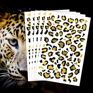 Golden cheetah leopard print face tattoo stickers with five sheets for Halloween makeup