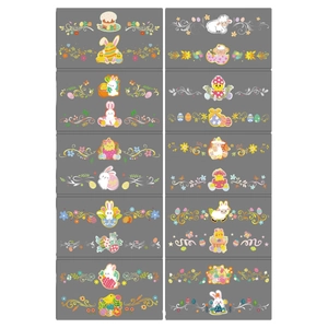 Easter temporary tattoo stickers featuring 16 cute cartoon rabbit and egg designs for kids