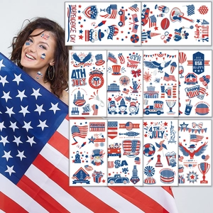 USA Independence Day Patriotic Temporary Tattoo Stickers 4th Of July American Flag Eagle Theme For Party Decorations