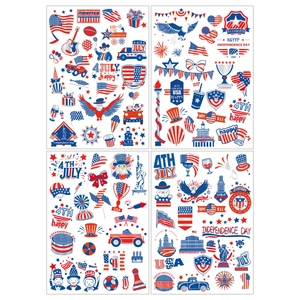 Detail of 4 July Independence Day temporary tattoos featuring stars and stripes designs