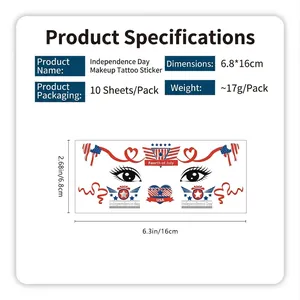 Independence Day face stickers set of 10 sheets with American flag designs for party