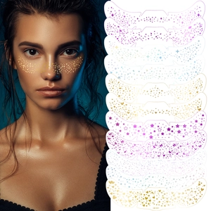 Golden freckle tattoo stickers set with stars and butterfly designs for face makeup