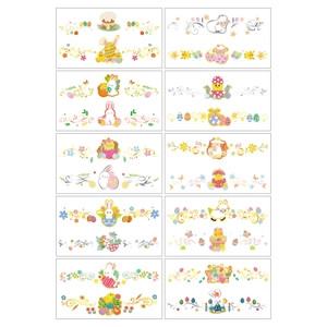 Kids Easter temporary wrist tattoo stickers with cute cartoon bunnies and colorful eggs