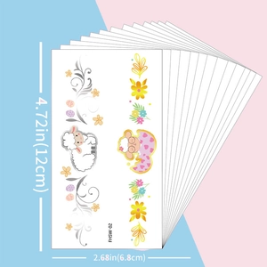 Stack of Easter cartoon rabbit wrist tattoo stickers for kids, 12x6.8cm size