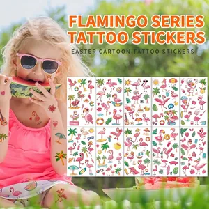 Summer Flamingo Temporary Tattoo Stickers For Kids Waterproof Cartoon Beach Face Body Art Decoration