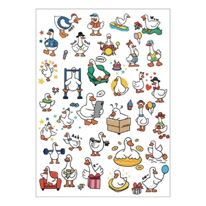 Cartoon goose and duck temporary tattoos set for kids birthday party decoration stickers