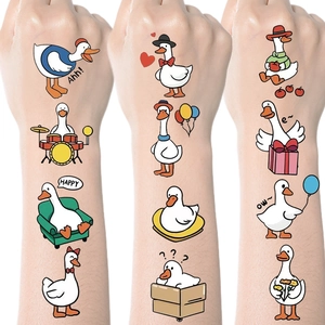 Cartoon Duck Goose Temporary Tattoo Stickers Waterproof Body Art Birthday Party Favors For Kids Cute Kawaii Water Transfer Paper