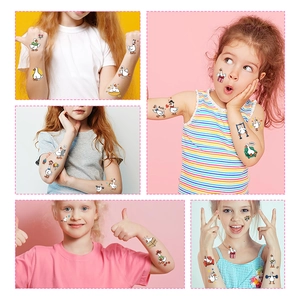 Cartoon goose and duck temporary tattoo stickers set for children birthday party decor