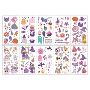 Set di tatuaggi temporanei glitterati di Halloween per bambini con zucche e fantasmi