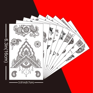 Tatouages éphémères mandala noir en dentelle avec motifs henné set 16x9,7cm