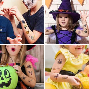 Tatuaggi temporanei di Halloween per bambini con zucche e fantasmi per feste di compleanno
