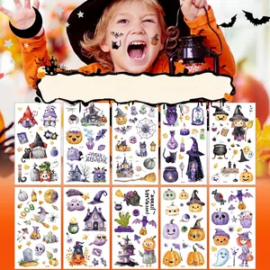 Tatuaggi Temporanei Halloween Per Bambini Glitter Impermeabile Cartone Animato Zucca Adesivi Per Feste