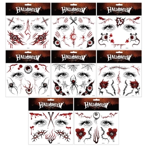 Set de tatouages temporaires Halloween avec cicatrices réalistes et motifs de toiles d'araignée