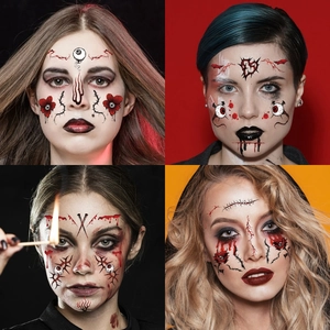 Halloween temporary face tattoos with realistic blood scars, wounds, and horror elements