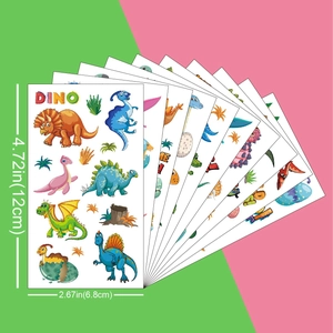 Tatouages temporaires colorés pour enfants avec divers motifs de dinosaures mignons