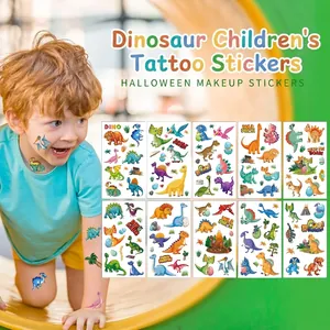 Autocollants De Tatouage Temporaire Imperméables Dinosaure Dessin Animé Décoration Art Corporel Pour Enfants Fête Anniversaire Nouveauté