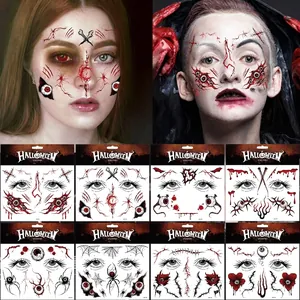 Tatouage Temporaire Visage Halloween Imperméable Cicatrices Blessures Maquillage Fête Cosplay Horreur