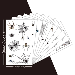 3D Halloween spider temporary tattoos set for hand decoration, size 12x6.8cm