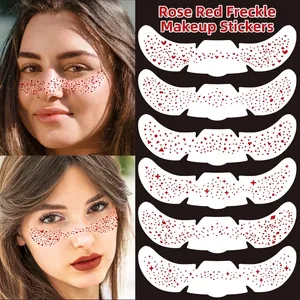 Autocollants Tatouage Éphémère Taches Rousseur Visage Métallique Or Argent Étoile Coeur Maquillage Pour Fête Halloween Cosplay