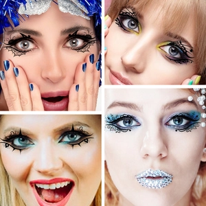 Halloween eye makeup stickers with spider web and bat patterns for gothic party looks