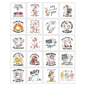 Détail de 20 tatouages temporaires de dessins animés d'oies colorées pour fête à la plage