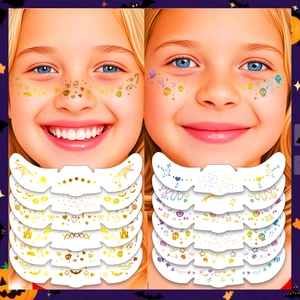 Tatouages éphémères d'Halloween effet taches de rousseur dorées et pailletées