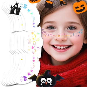 Tatouages de taches de rousseur d'Halloween pour enfants avec fantômes et citrouilles