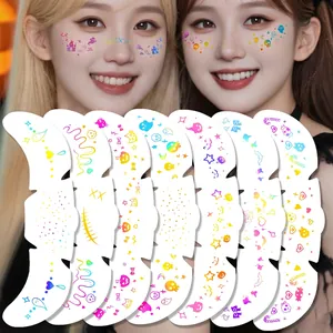 Autocollants Tatouage Taches Rousseur Halloween Laser Flash Or Métallique Argent Simulation Maquillage Visage Decals Cosplay