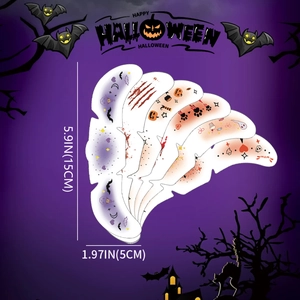 Halloween temporary tattoos for children with pumpkins, bats and scars, set of 15x5cm stickers