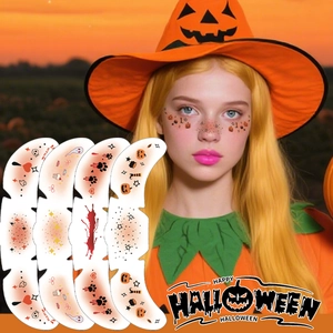 Halloween face temporary tattoo stickers with cute pumpkin and ghost patterns for kids