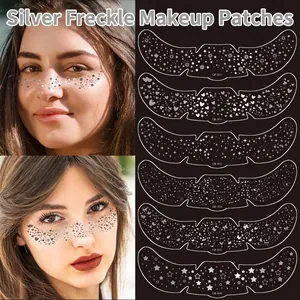 Temporary Face Tattoos Faux Freckles Makeup Stickers Metallic Gold Silver Halloween Party Waterproof Disposable Decorations