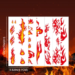 Realistic Halloween flame temporary tattoos for arms and body in red and yellow hues