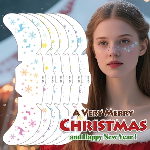 Metallic gold Christmas freckle tattoos with snowflake and reindeer patterns for faces