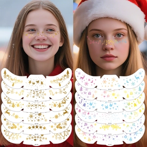 Christmas freckle tattoo stickers with gold foil snowflakes and reindeer for festive makeup