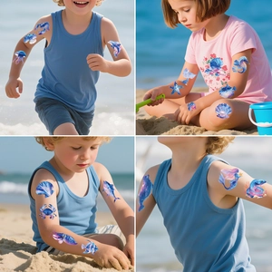 Tatouages temporaires pour enfants thème marin avec sirènes et dauphins mignons