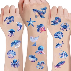 Tatouages temporaires pour enfants avec motifs colorés de créatures marines