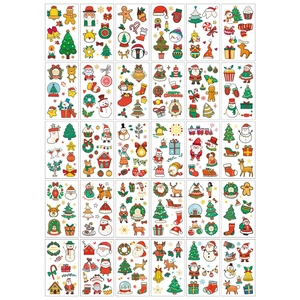 Set of 30 Christmas temporary tattoos for kids with Santa, reindeer and snowman designs