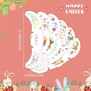 Tatuajes temporales de Pascua con lindos conejos y huevos para maquillaje festivo