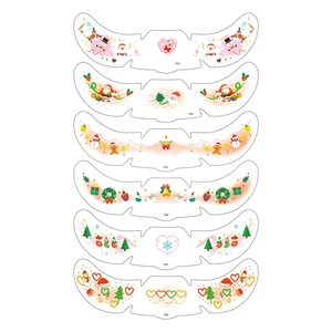 Detailansicht von 6 verschiedenen Weihnachts-Gesichtstattoos mit festlichen Motiven