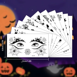 Tatuaggi temporanei di Halloween per occhi con ragnatele nere, pipistrelli e zucche