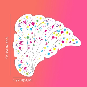Colorful face tattoo stickers with butterfly heart and star patterns in multi-pack display