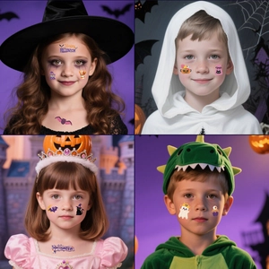 Tatuaggi temporanei di Halloween per bambini con zucca, fantasma e pipistrello per la festa