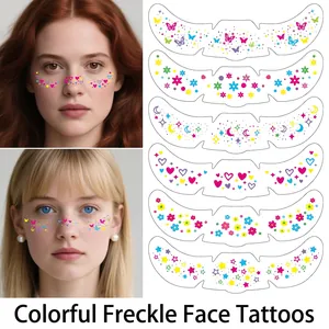 Face Tattoo Stickers Butterfly Star Heart Rainbow Freckle Makeup Temporary Tattoos Party Decoration Women Girls