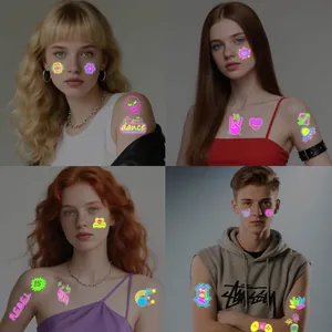 Tatouages temporaires néons fluorescents avec motifs de festivals de musique et fêtes